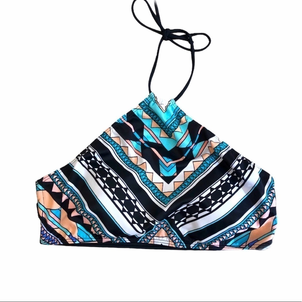 NWT PacSun Geometric Halter Bikini Top S